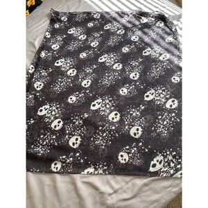 Halloween Black & White Skull Print Scarf / Sheer Table Cloth 72" X 44"
